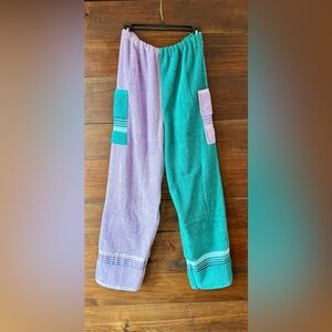 Towel pants purple and teal